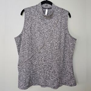 Nation Design Heather Gray Knit Ribbed Sweater Tank w Zipper Detail, 1X, NWOT